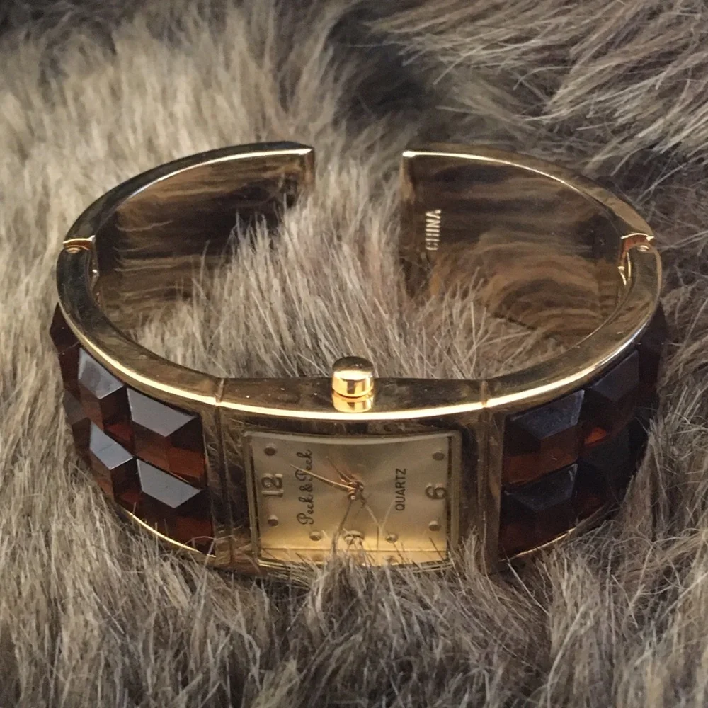 Peck & Peck brown topaz stone cuff watch
